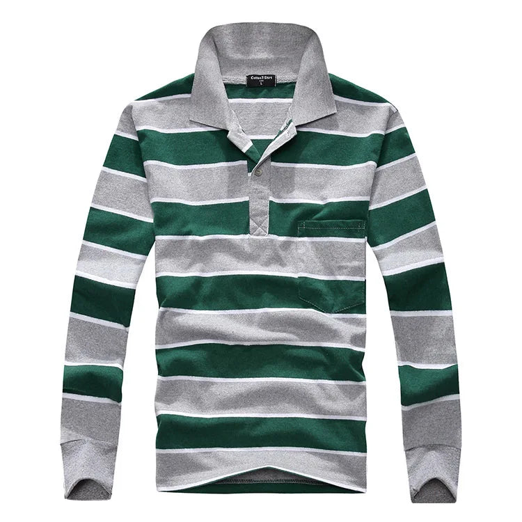 Classic Striped Cotton Polo for Men - Spring & Autumn ATHLEXES