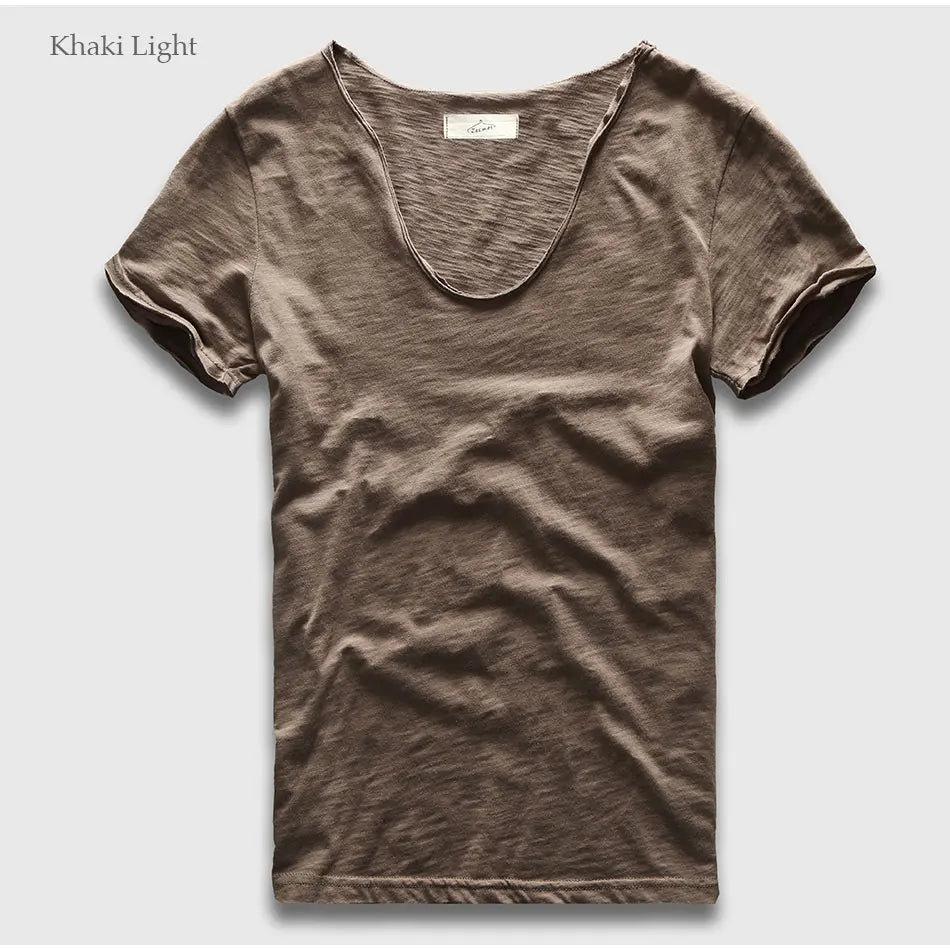 VogueFit Solid Cotton V-Neck Slim Fit T-Shirt for Men ATHLEXES