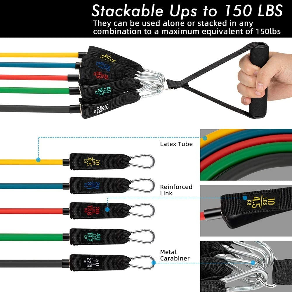 Premium Resistance Bands Set with Door Anchor & Straps ATHLEXES