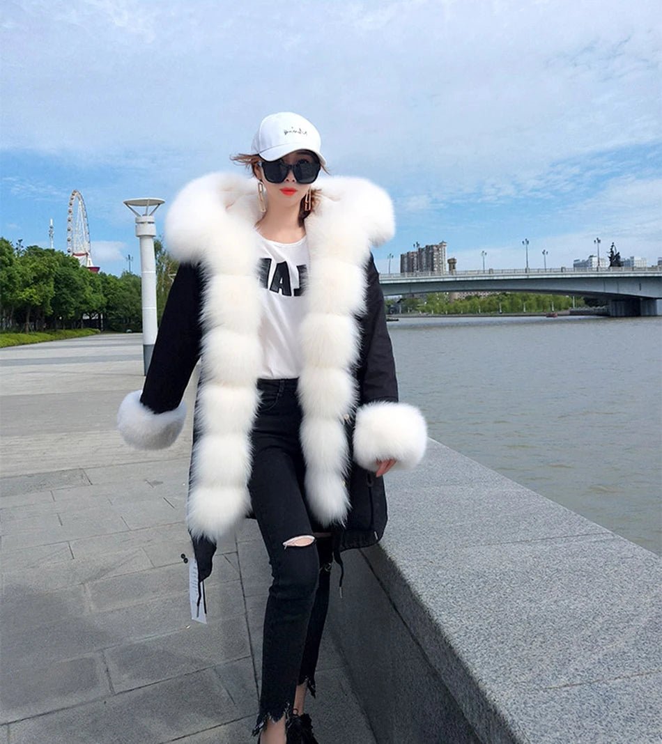 MaoMaoKong Natural Real Fox Fur Hooded Jacket ATHLEXES