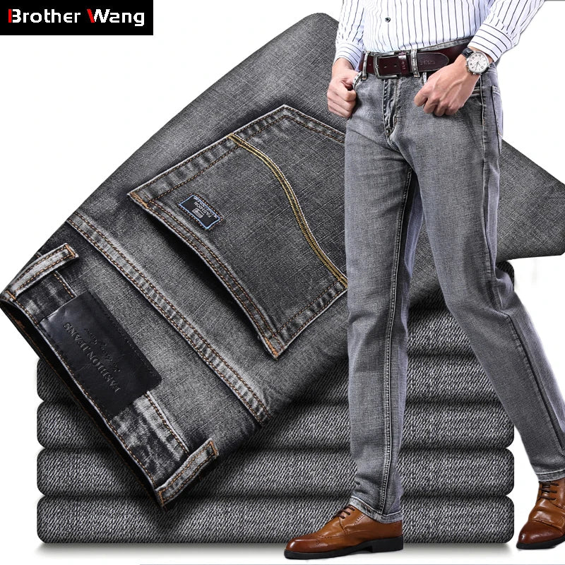 Classic Fit Stretch Denim Trousers for Men ATHLEXES