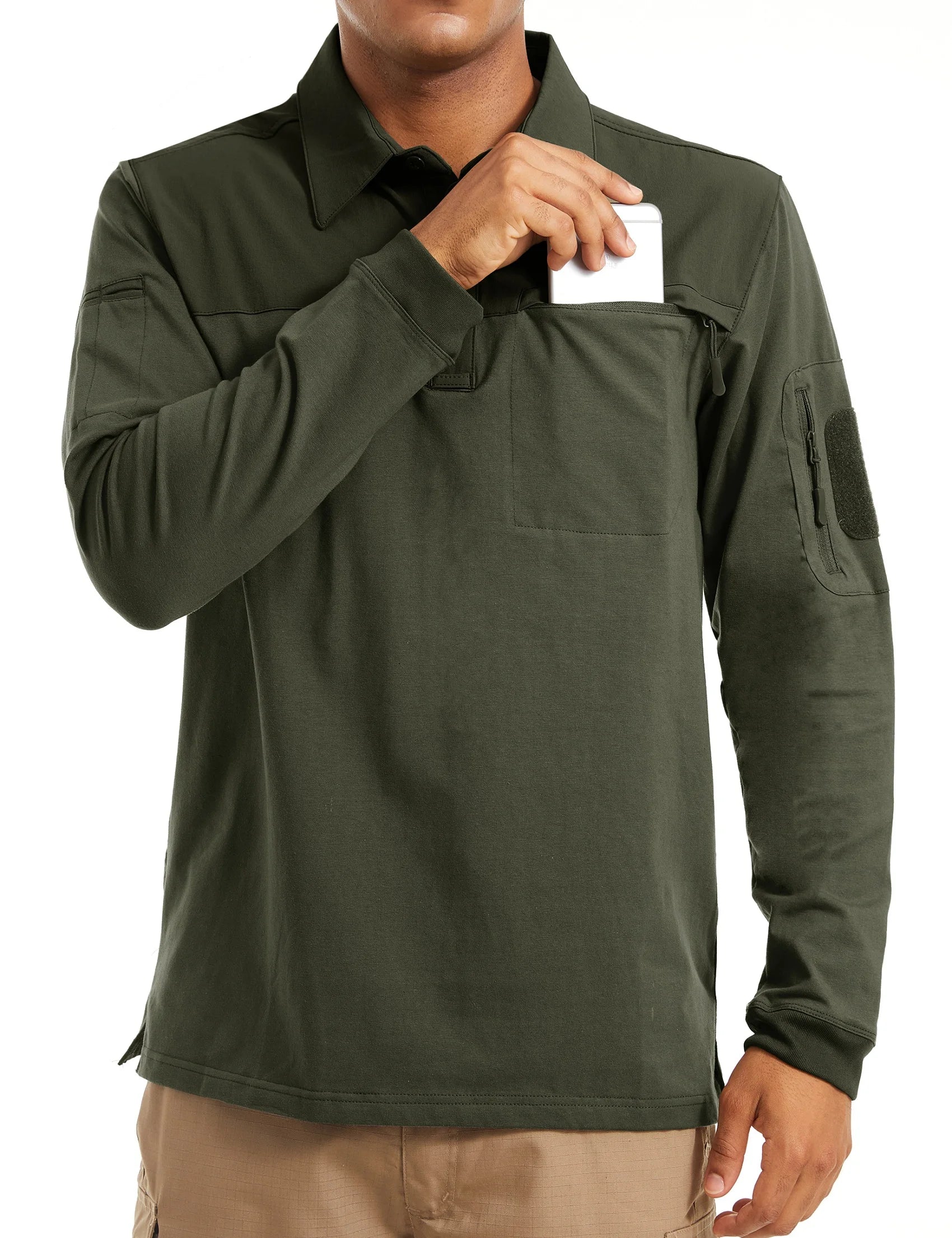 TACVASEN Men's Outdoor Polo Shirt with 2 Zipper Pockets ATHLEXES