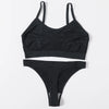 Women Seamless Bra Set High Cut Thong Panties Wire Free Lingerie ATHLEXES