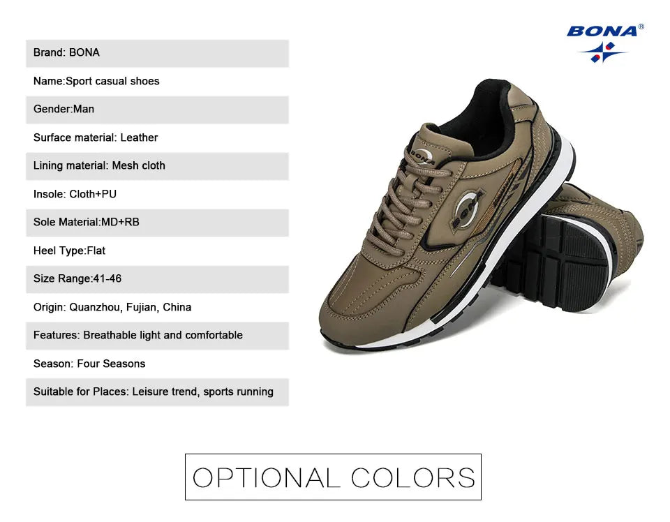 BONA Nubuck Leather Casual Sneakers for Men ATHLEXES