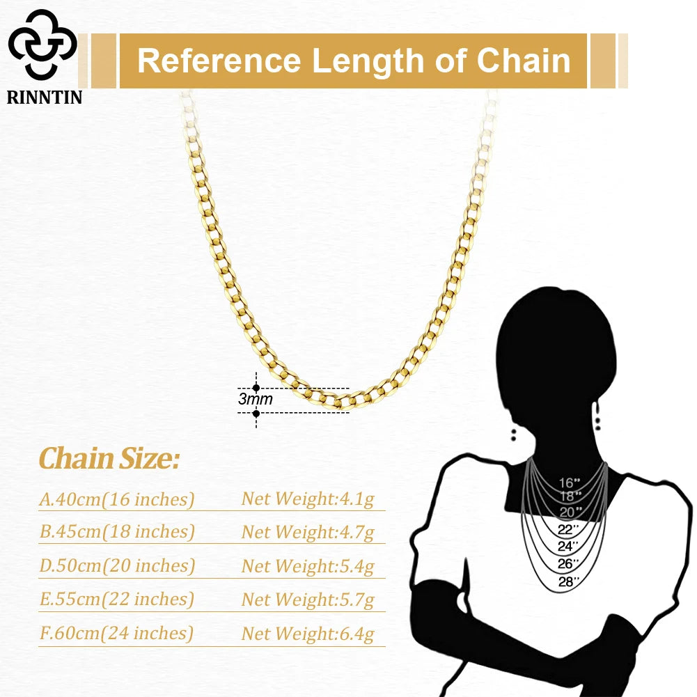 Rinntin 18K Gold Cuban Link Chain Necklace ATHLEXES