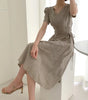 Chic Vintage Cotton Linen A-Line Dress ATHLEXES