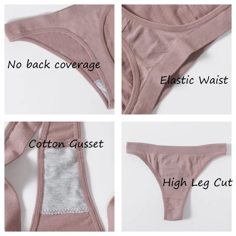 Women Seamless Bra Set High Cut Thong Panties Wire Free Lingerie ATHLEXES