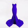 Elegant Strapless Black Maxi Dress with Front Slit ATHLEXES