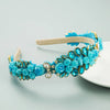 Elegant Blue Rhinestone Turban Headband for Women ATHLEXES