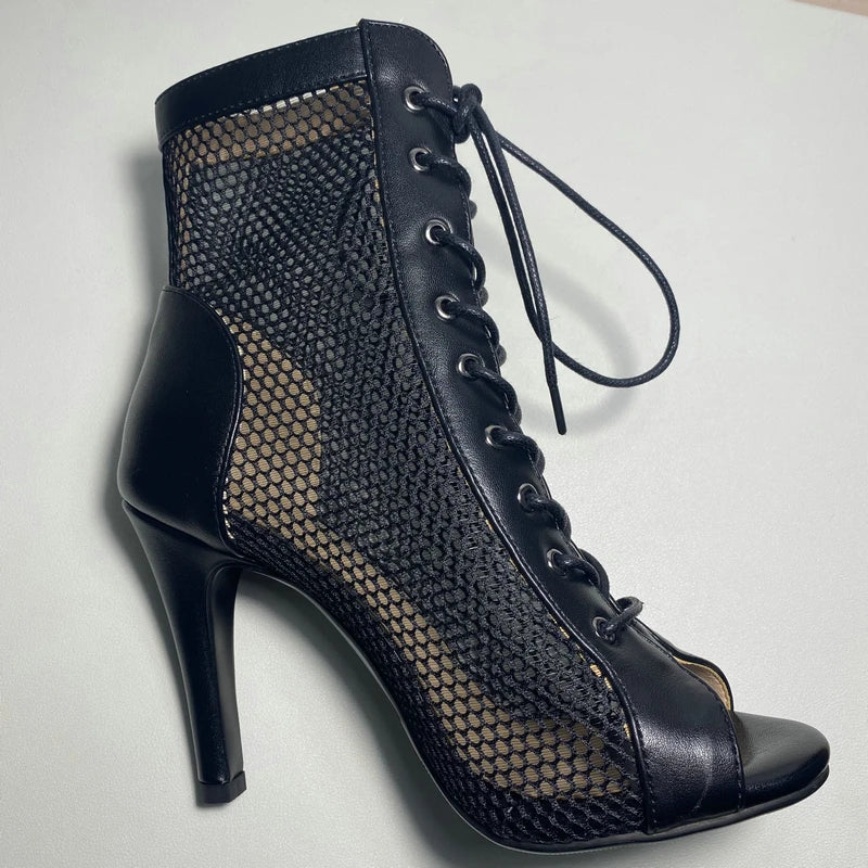 Hollow Mesh Peep Toe Stilettos: Summer High Heel Fashion ATHLEXES