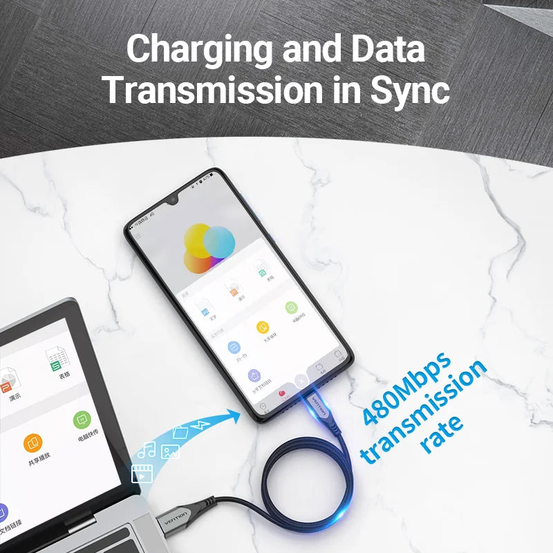 Vention 3A Magnetic USB Charge Cable for All Devices ATHLEXES