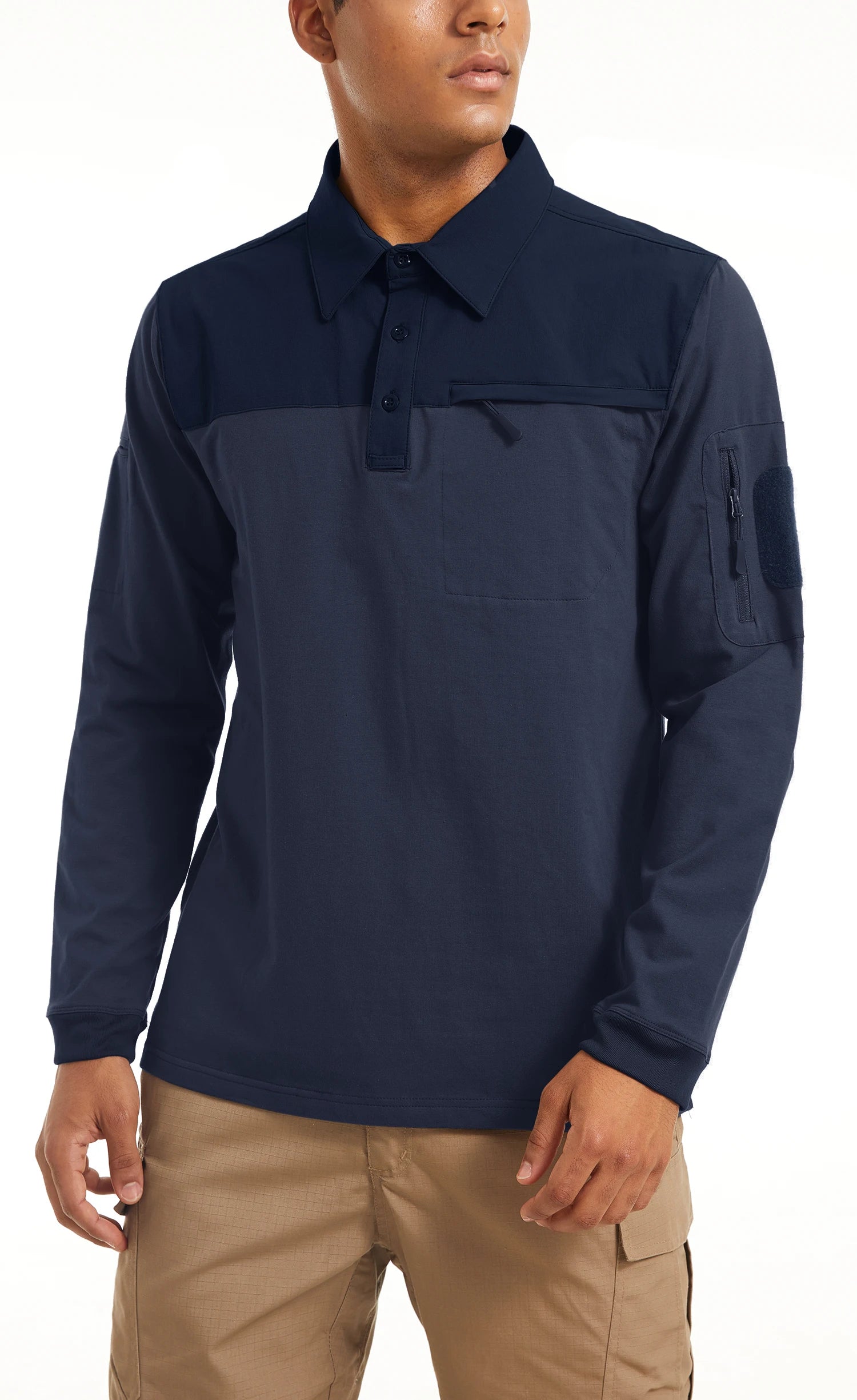 TACVASEN Men's Outdoor Polo Shirt with 2 Zipper Pockets ATHLEXES