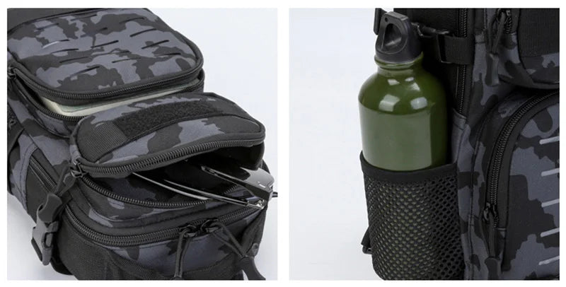 Tactical Sling Shoulder Bags Waterproof Night Reflective Strip Pack EDC Molle Chest Bag 10L Capacity Black ATHLEXES