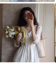 Chic Vintage Cotton Linen A-Line Dress ATHLEXES