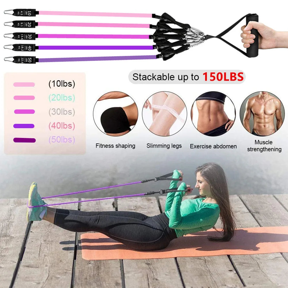 Premium Resistance Bands Set with Door Anchor & Straps ATHLEXES