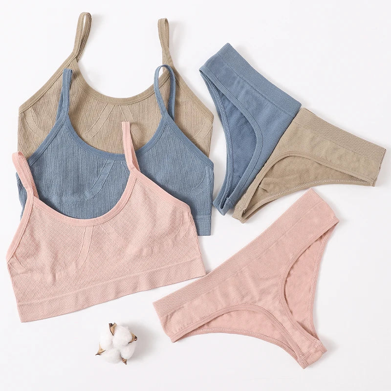 Women Seamless Bras Panties Set Sports Crop Top Briefs ATHLEXES