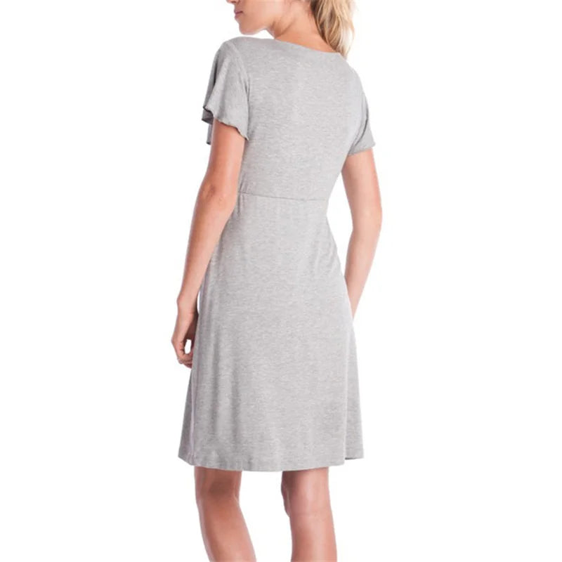 LuxeMaternity Lace Nightgown with Adjustable Belt ATHLEXES