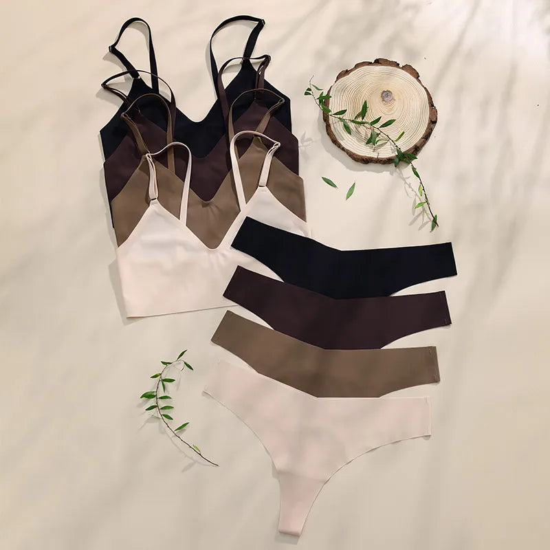 Hot Sale Seamless Bra And Briefs Set Breathable Ice Silk ATHLEXES