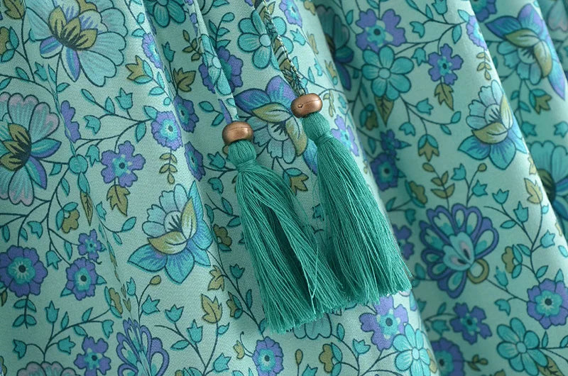 Bohemian Floral Ruffle Hem Midi Skirt ATHLEXES