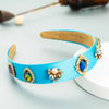 Elegant Blue Rhinestone Turban Headband for Women ATHLEXES