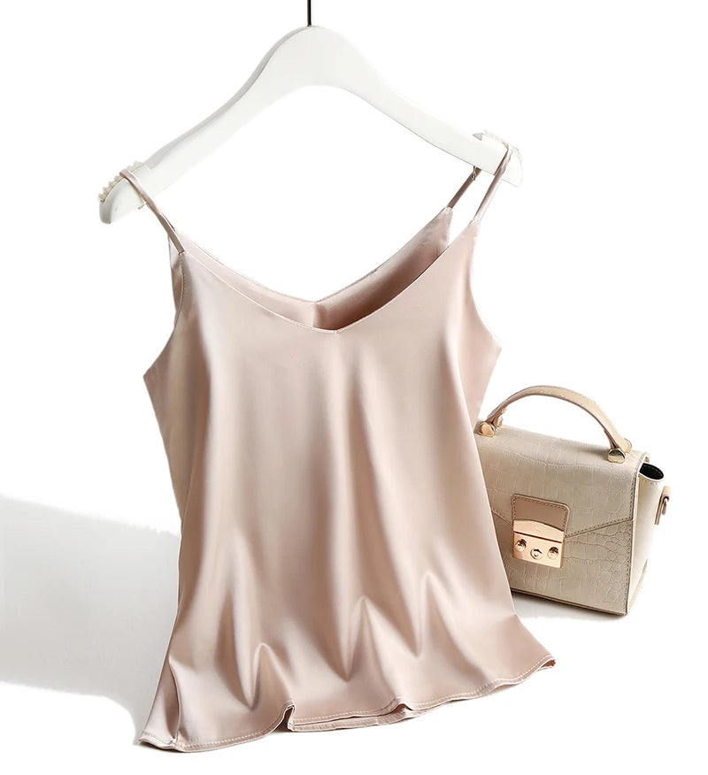 Silk Satin Halter Cami Top for Women ATHLEXES