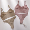 Women Seamless Bra Set High Cut Thong Panties Wire Free Lingerie ATHLEXES