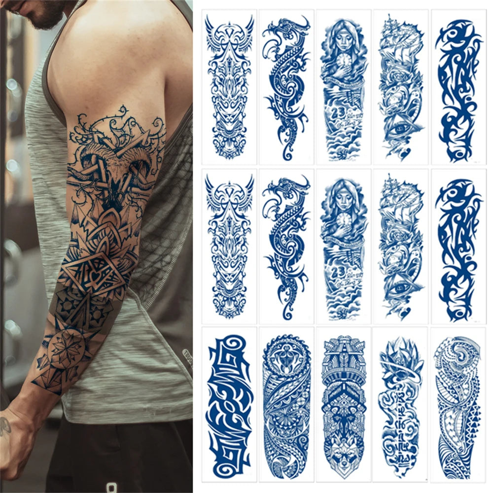 Blue Totem Waterproof Full Arm Tattoo Sleeve ATHLEXES