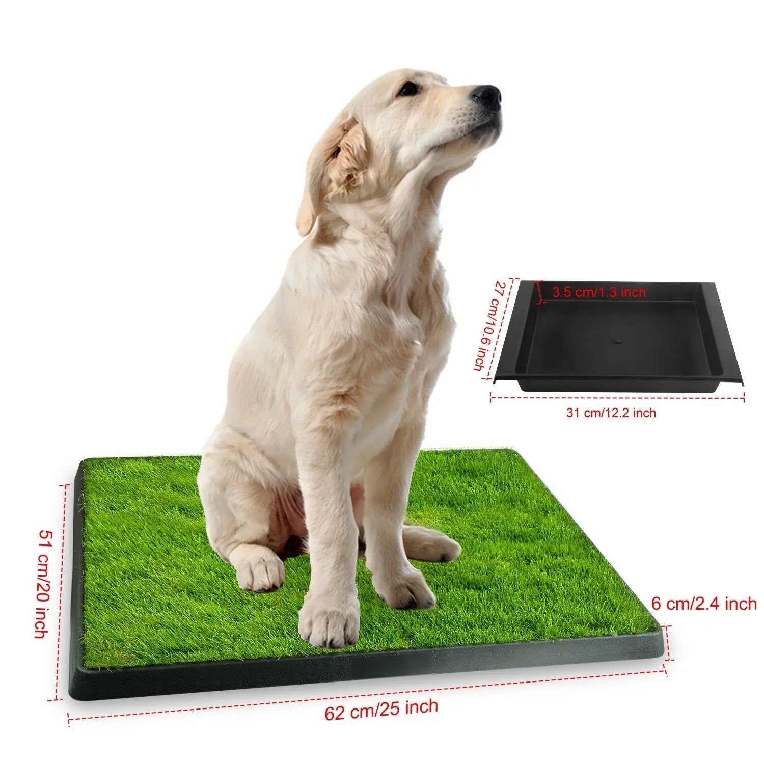 Pet Toilet Litter Box Pad, Potty Training, Synthetic Grass, Mesh Tray for Dogs, Indoor and Outdoor Use, 3 Layers ATHLEXES