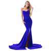 Elegant Strapless Black Maxi Dress with Front Slit ATHLEXES