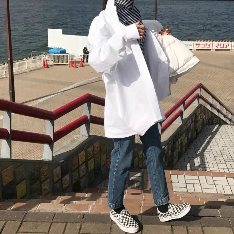 Zadily 2023 Spring Oversized Chic White Button-Up Blouse ATHLEXES