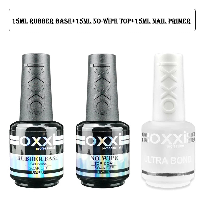 OXXI No Wipe Gel Polish Base and Top Coat Kit ATHLEXES