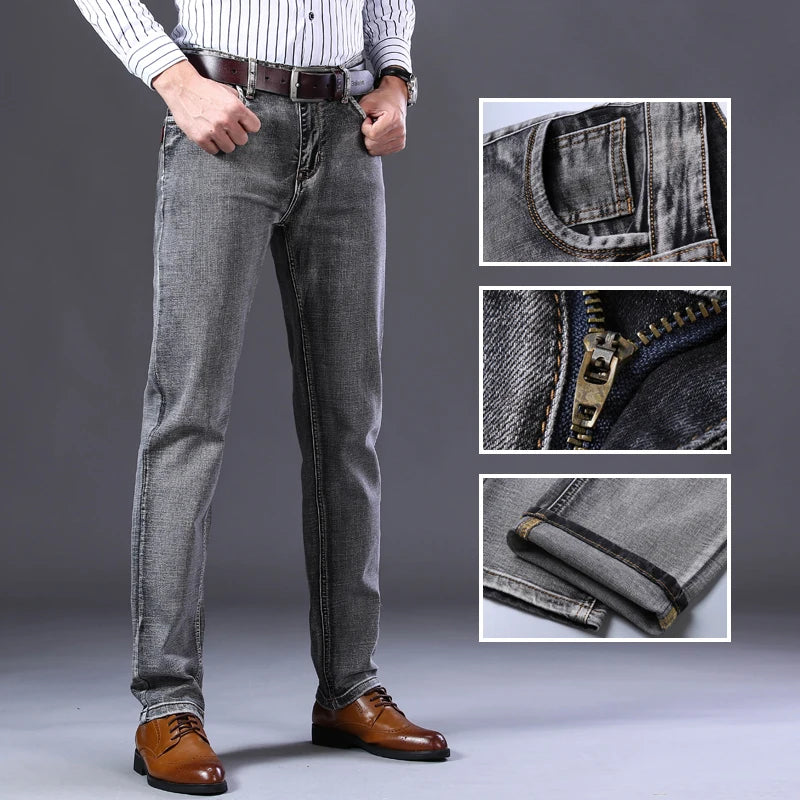 Classic Fit Stretch Denim Trousers for Men ATHLEXES