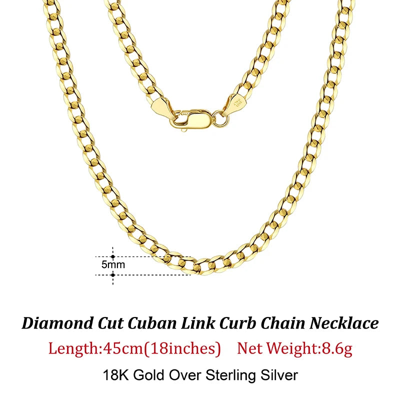 Rinntin 18K Gold Cuban Link Chain Necklace ATHLEXES