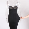 Elegant Strapless Black Maxi Dress with Front Slit ATHLEXES