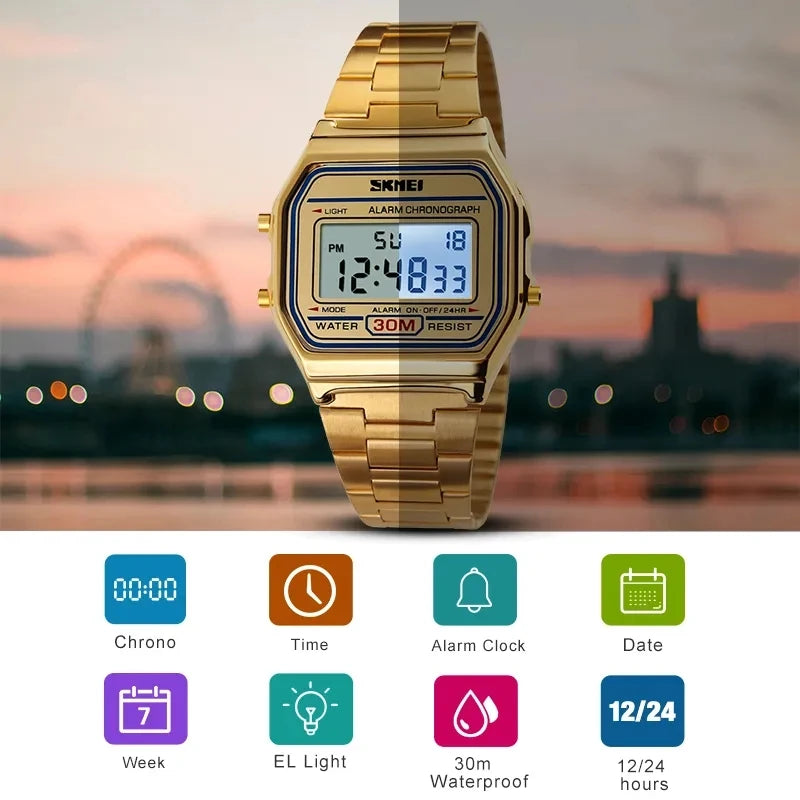 SKMEI Stainless Steel LED Sports Watch ATHLEXES