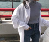 Zadily 2023 Spring Oversized Chic White Button-Up Blouse ATHLEXES