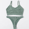 Women Seamless Bra Set High Cut Thong Panties Wire Free Lingerie ATHLEXES