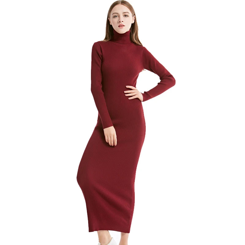 Turtleneck Knit Sheath Dress ATHLEXES
