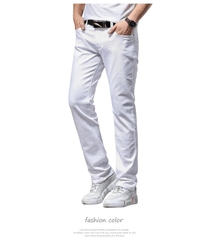 Classic White Slim Fit Stretch Jeans for Men ATHLEXES