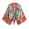 Happie Queens Boho Floral Kimono Bikini Cover-up ATHLEXES