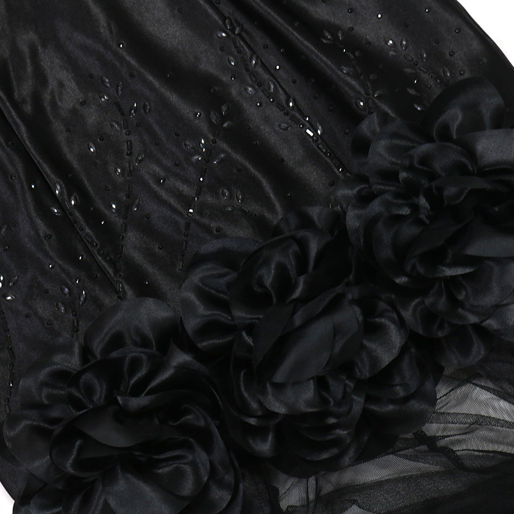 Elegant 3D Floral Mesh Mermaid Maxi Dress ATHLEXES