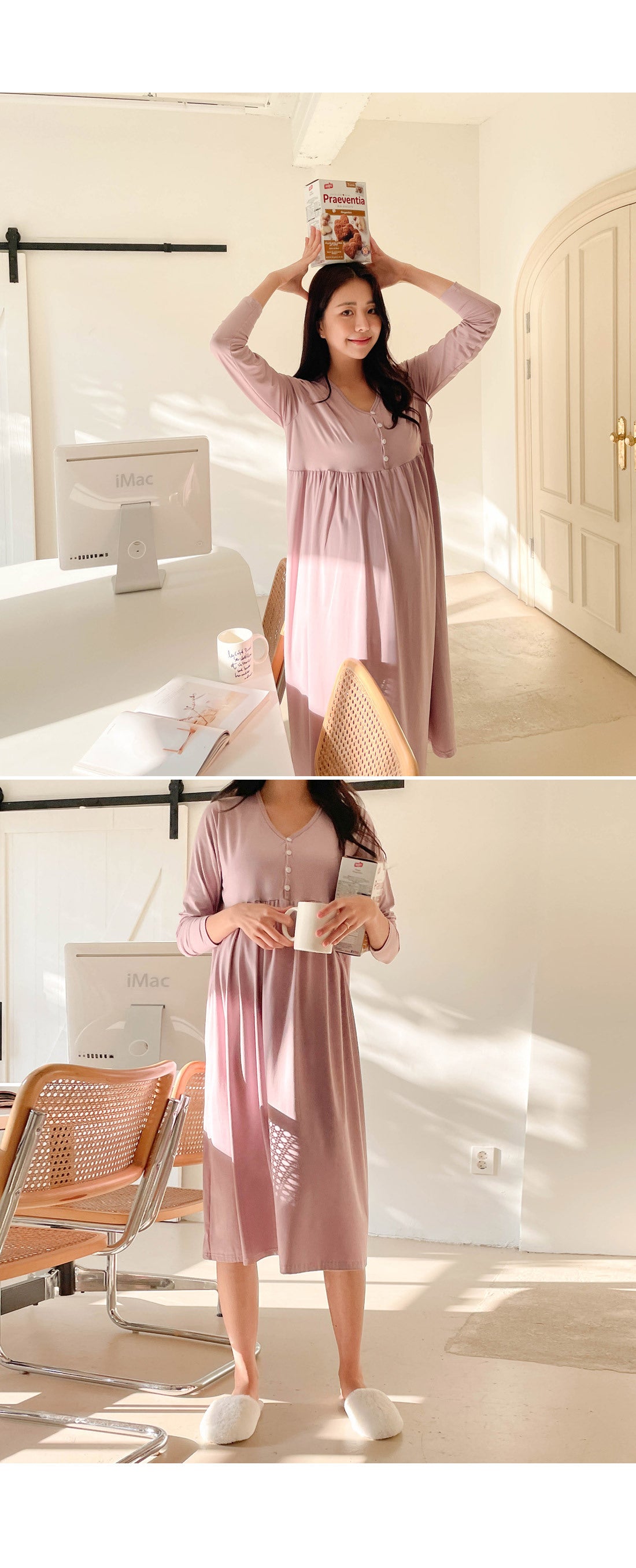 Maternity Comfort Nursing Sleepwear Gown ATHLEXES