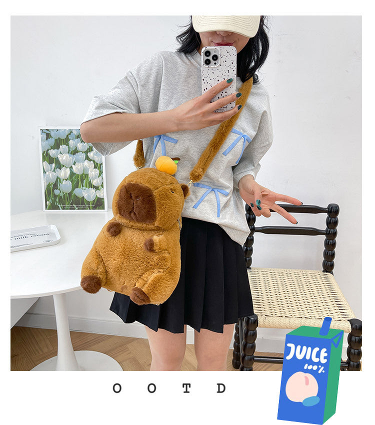 Kawaii Capybara Plush Backpack for Kids ATHLEXES