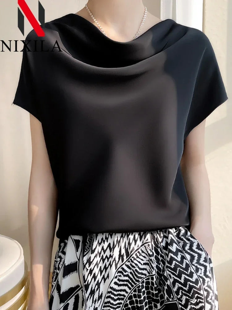 Chic Satin Silk Summer Blouse for Women ATHLEXES