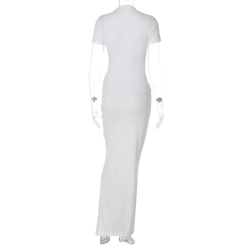 Elegant V-Neck Side Slit Maxi Dress for Women ATHLEXES