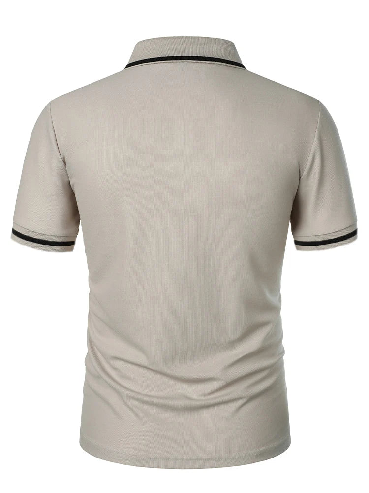Luxe Lapel Solid Color Men's Short Sleeve Polo ATHLEXES