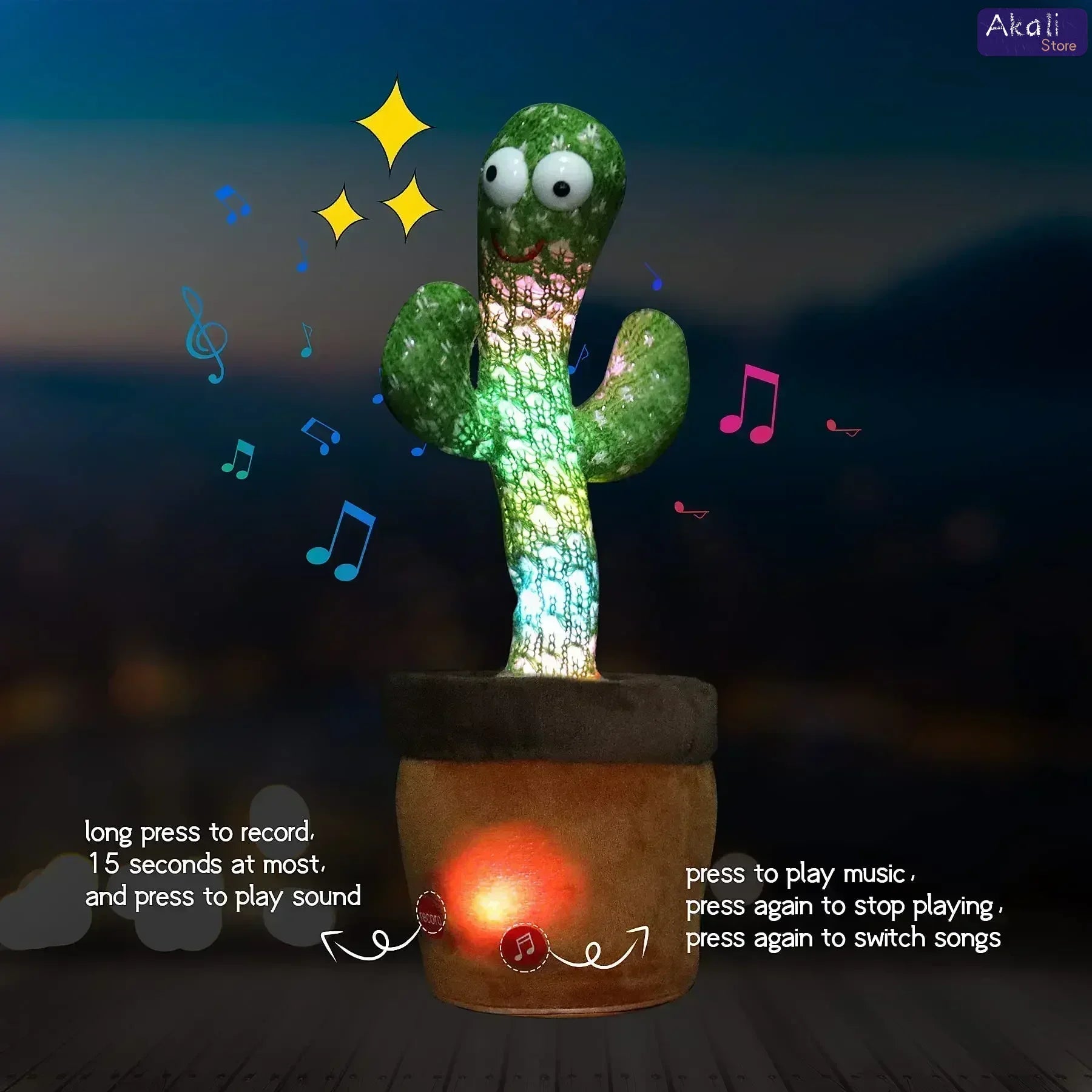 Singing Cactus Toy with LED and 120 Fun Songs ATHLEXES