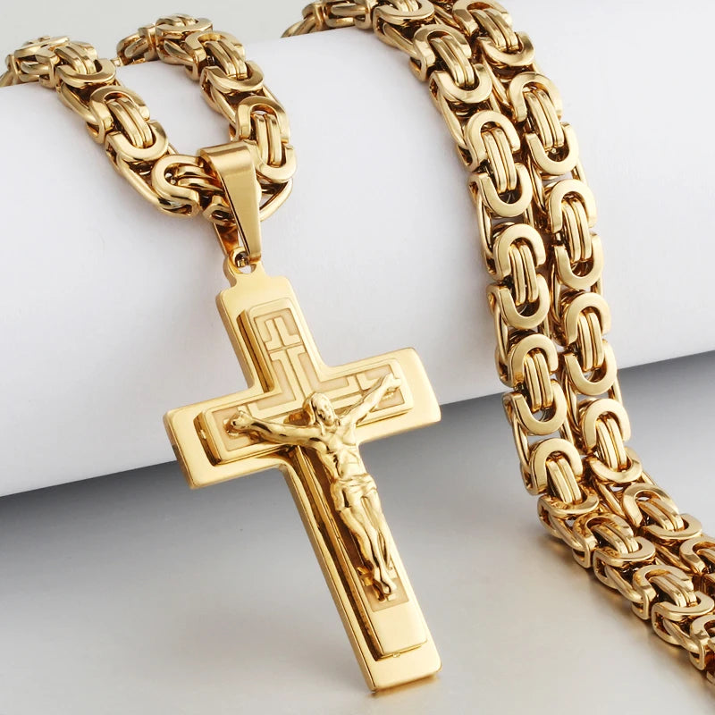 Divine Faith Stainless Steel Jesus Cross Necklace ATHLEXES