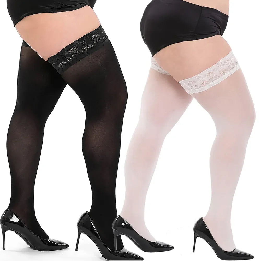 Elegant Lace Top Plus Size Thigh High Stockings ATHLEXES