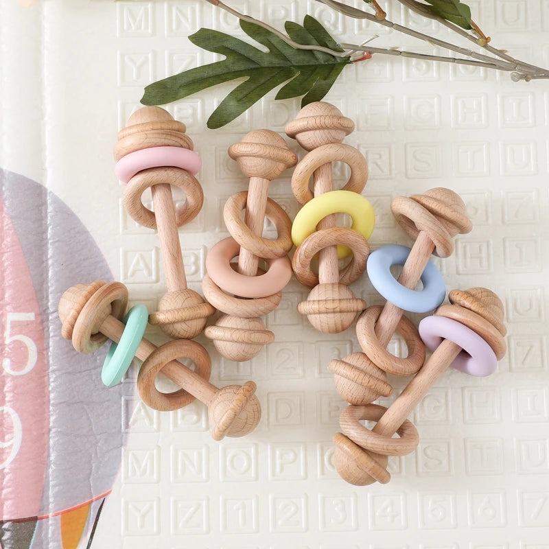 EcoBaby Wooden Rattles and Silicone Teether Set for Infants ATHLEXES